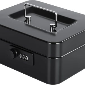 Cash Box with Combination Lock, Metal Security Lock Box
