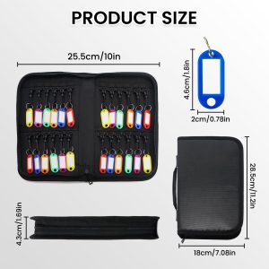 24-Key Organizer, Portable Zippered Key Case for Offices