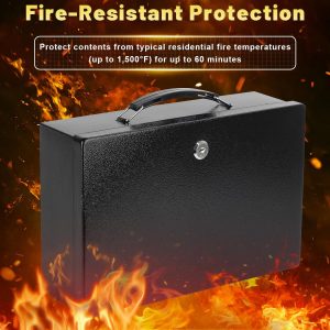 Small Fireproof Lock Box, Water & Fire Resistant for Documents