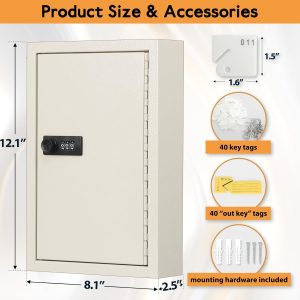 Wall-Mounted 40-Key Lock Box with Combination Lock