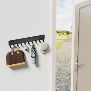 Wall Mounted Key Holder with 10 Hooks, Black