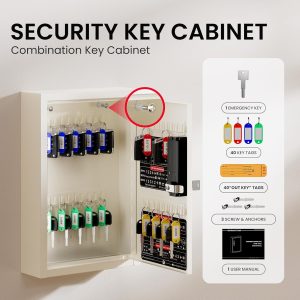 40-Key Electronic Lock Box, Wall Mount, Beige